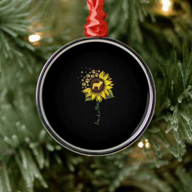Frenchie Sunflower Mama French Bulldog Lover Gift Ornament Aus Metall (Baum)