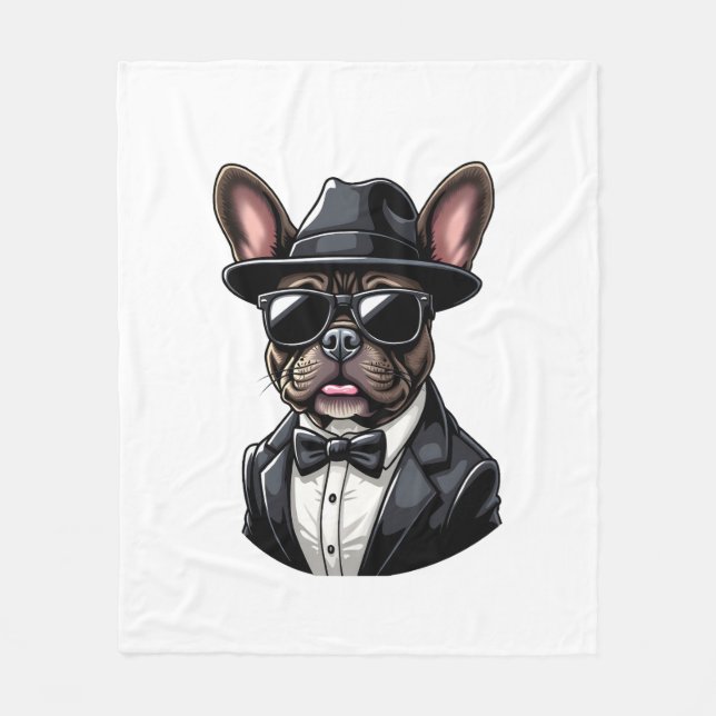 Frenchie The Gangster Fleecedecke (Vorderseite)