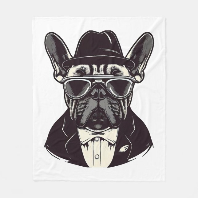 Frenchie The Gangster Fleecedecke (Vorderseite)