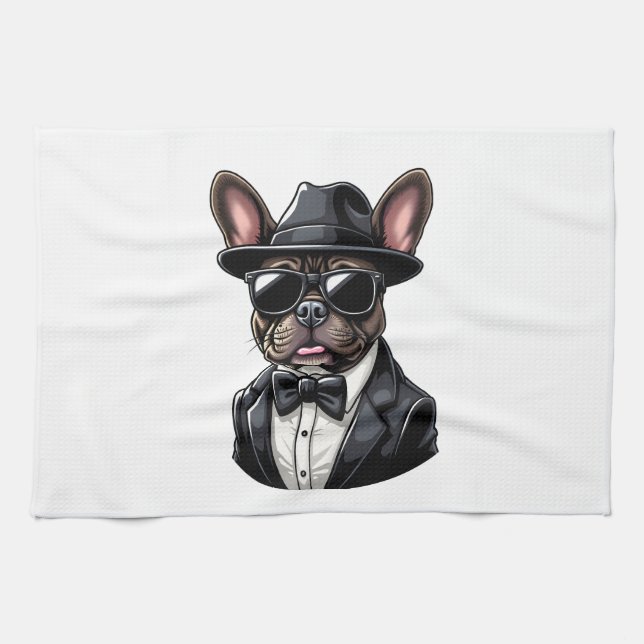 Frenchie The Gangster Geschirrtuch (Horizontal)