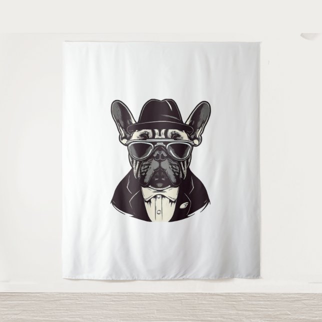 Frenchie The Gangster Wandteppich (Vorderseite)