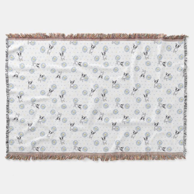 Frenchie und Daisies Throw Blanket Decke (Vorderseite)