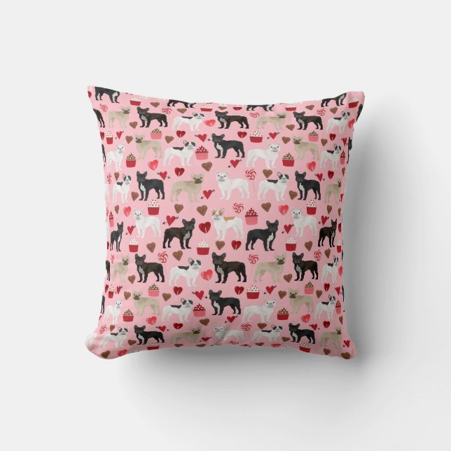 Frenchie valentines Liebe Kissen (Vorderseite)