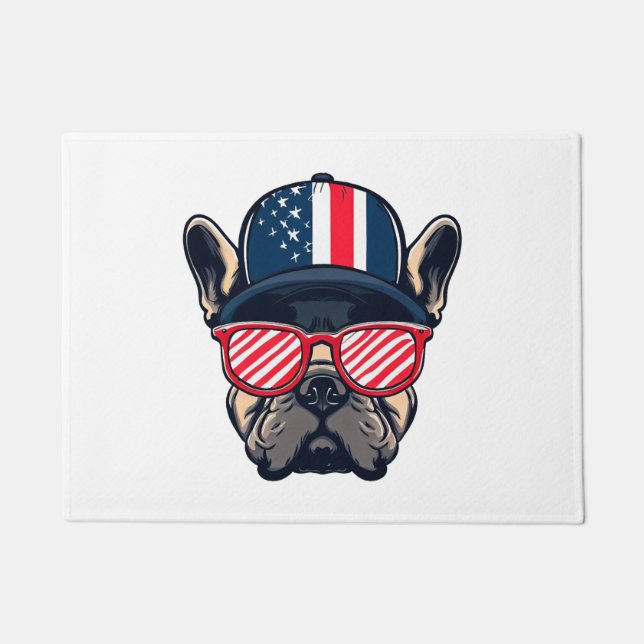 Frenchie Wearing USA Colors Fußmatte (Vorderseite)