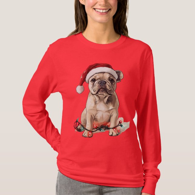 Frenchie" Weihnachtsschläfchen T - Shirt (Vorderseite)