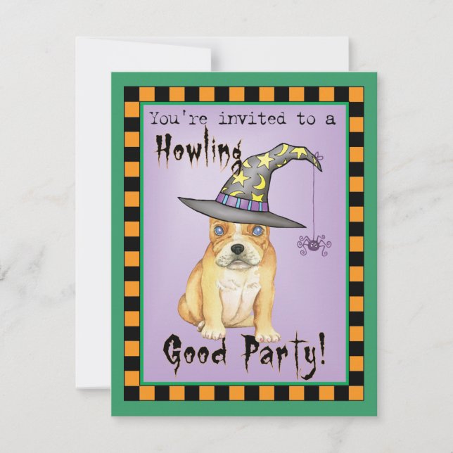 Frenchie Witch Einladung (Vorderseite)