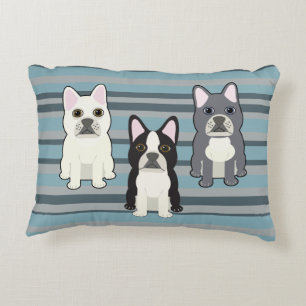 Frenchies Blau Gestreift Dekokissen