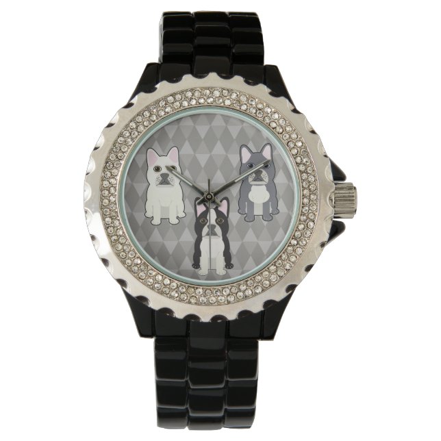 Frenchies Gray Diamonds Armbanduhr (Vorderseite)