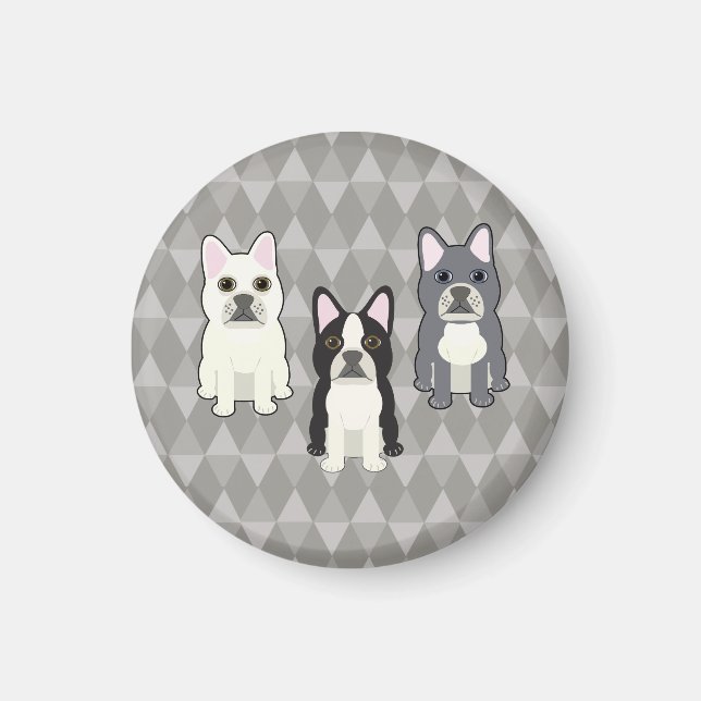Frenchies Gray Diamonds Magnet (Vorne)
