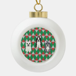 Frenchies Holiday Diamonds Keramik Kugel-Ornament