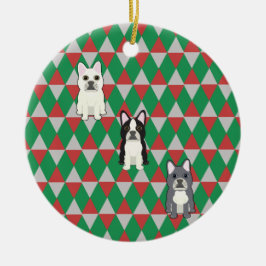 Frenchies Holiday Diamonds Keramik Ornament
