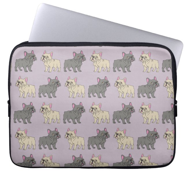 Frenchies, Lila Laptopschutzhülle (Vorderseite)