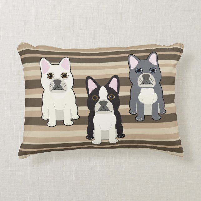 Frenchies Neutral Striped Dekokissen (Vorderseite)
