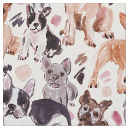 FRENCHIES Painterly Watercolor Hunde Stoff