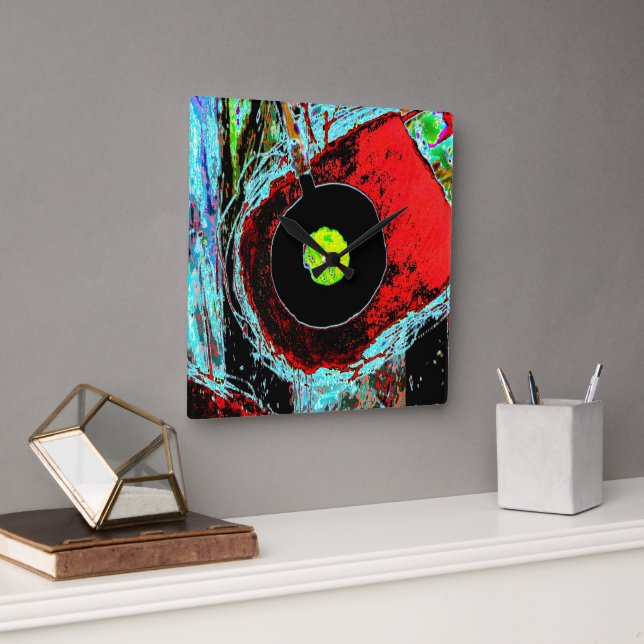 Frequency Serpent – Abstract Energy Wall Clock Quadratische Wanduhr (Büro)