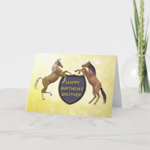 Frère, une carte d'anniversaire avec des chevaux d