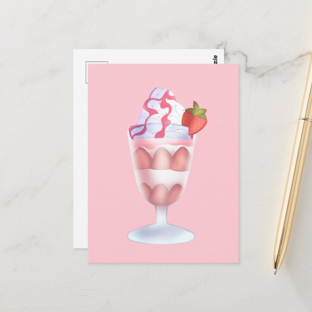 Fresas Con Crema Mexicanas Postkarte (Vorderseite/Rückseite Beispiel)
