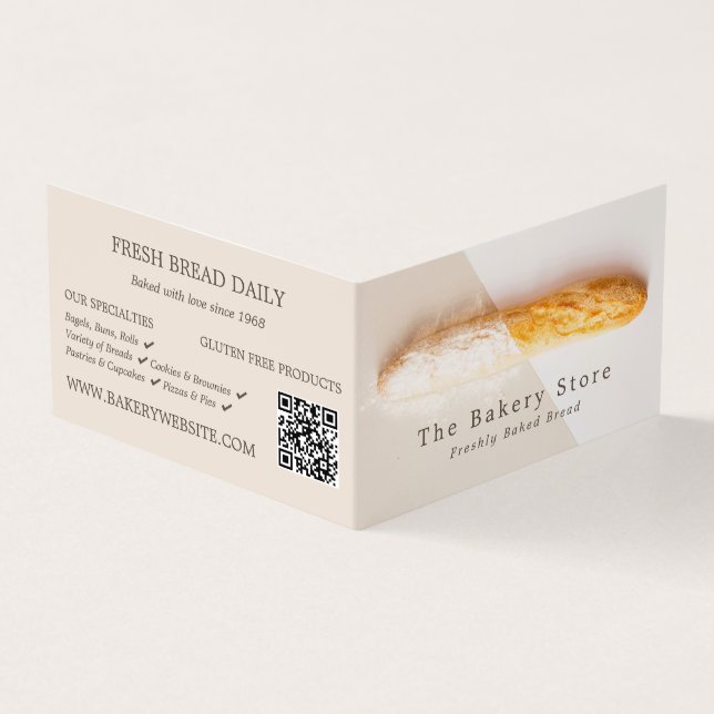 Fresh Baguette, Trendy Bakery im Detail Visitenkarten (Vorderseite)
