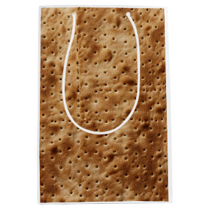 Fresh Baked Matzah Makro-Textur Fotografie Mittlere Geschenktüte