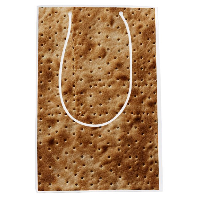 Fresh Baked Matzah Makro-Textur Fotografie Mittlere Geschenktüte (Vorderseite)