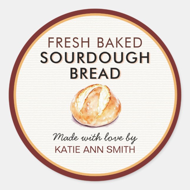 Fresh Baked Sourdough Bread Label | Bakery Sticker (Devant)