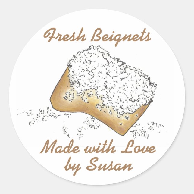 Fresh Beignet Made Baked Liebe Personalisiert Stic Runder Aufkleber (Vorderseite)