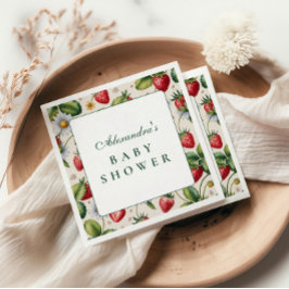 Fresh Berry Gingham Baby Shower Serviette