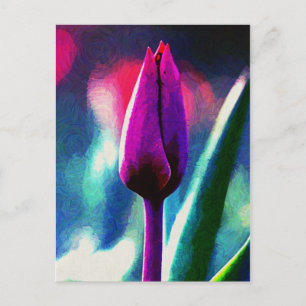 Fresh Blooming Lila Tulip Impressionist Postcard Postkarte