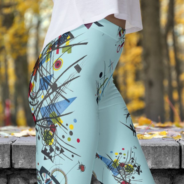 Fresh Blue Abstrakt Patterns Leggings (Abstract on Powder Blue)