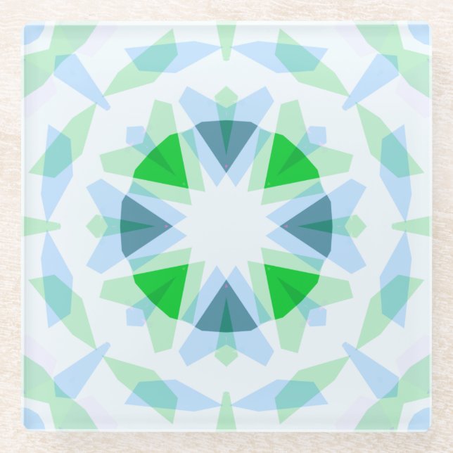 Fresh Blue Hübsch Green Star Dopamin Deco Kitsch Glasuntersetzer (Vorderseite)