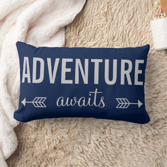 Fresh Blue Typografy Adventure Seeker Lendenkissen (Decke)