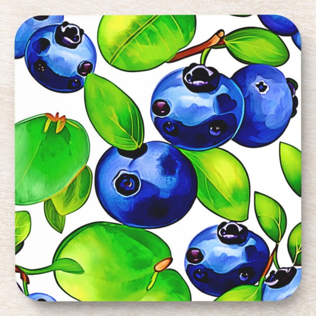 Fresh Blueberry Art Getränkeuntersetzer (Vorderseite)