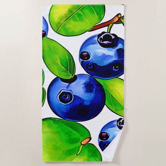 Fresh Blueberry Art Strandtuch (Vorderseite)