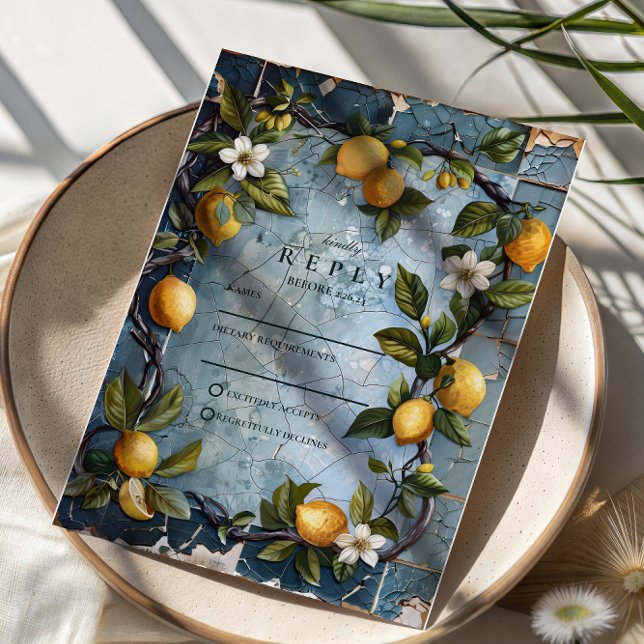 Fresh Citrus Botanical Wedding RSVP Karte (Von Creator hochgeladen)