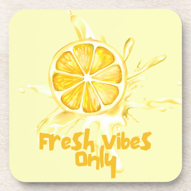Fresh Citrus Coaster Set- Lemon Design Getränkeuntersetzer (Vorderseite)