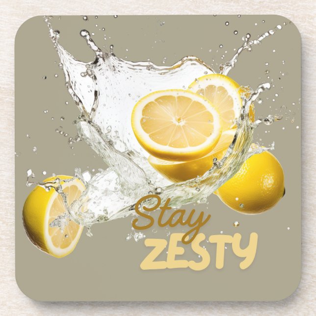 Fresh Citrus Coaster Set- Lemon Design Getränkeuntersetzer (Vorderseite)