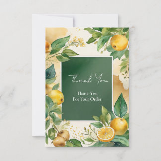 Fresh Citrus Frame with Green Botanical Accents Dankeskarte