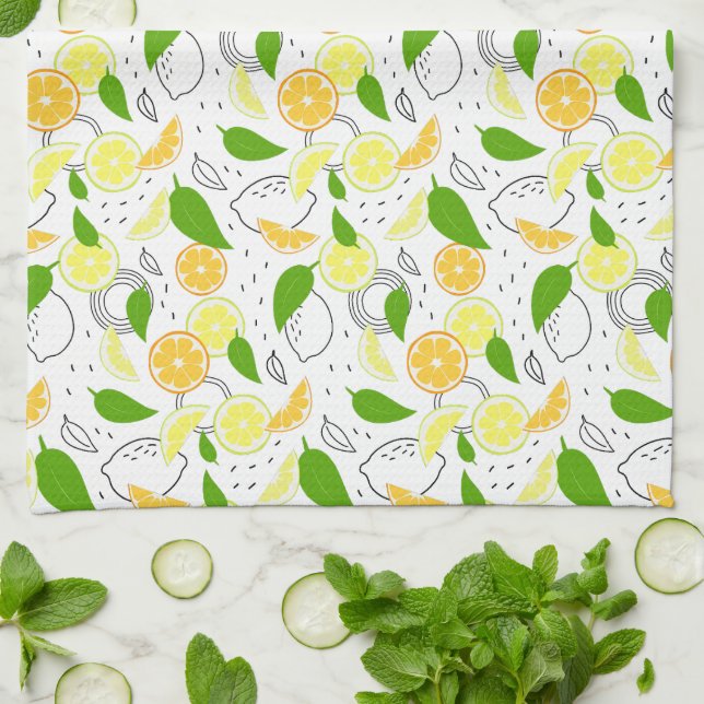 Fresh citrus fruits Lemon Orange Modern. Geschirrtuch (Gefaltet)