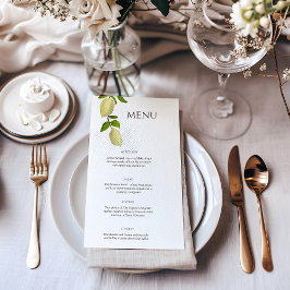 Fresh Citrus Painted Lemons Modern Mediterranean Menükarte