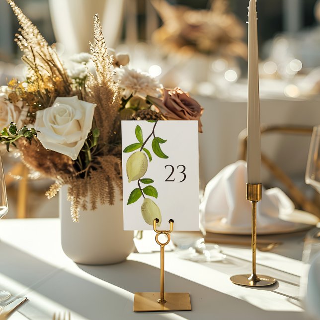 Fresh Citrus Painted Lemons Modern Mediterranean Tischnummer (Von Creator hochgeladen)