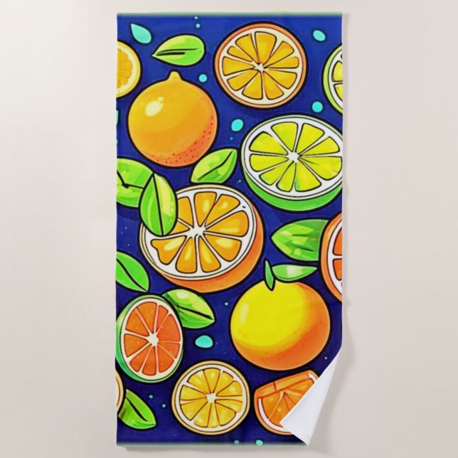 Fresh Citrus Slice Muster Strandtuch (Vorderseite)