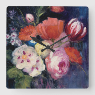 Fresh Cut Spring Blume Quadratische Wanduhr