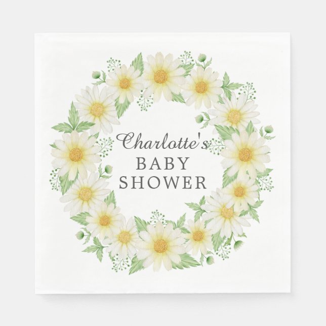 Fresh Daisy Baby Showpapier Napkins Serviette (Vorderseite)