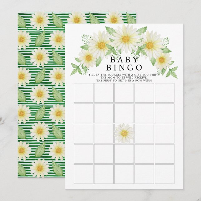 Fresh Daisy Bingo Baby Showspiel Einladung (Vorne/Hinten)