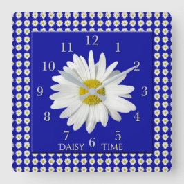 Fresh Daisy Blossom Time Quadratische Wanduhr