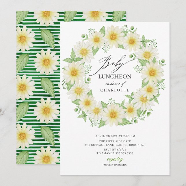 Fresh Daisy Floral Baby Luncheon Einladung (Vorne/Hinten)