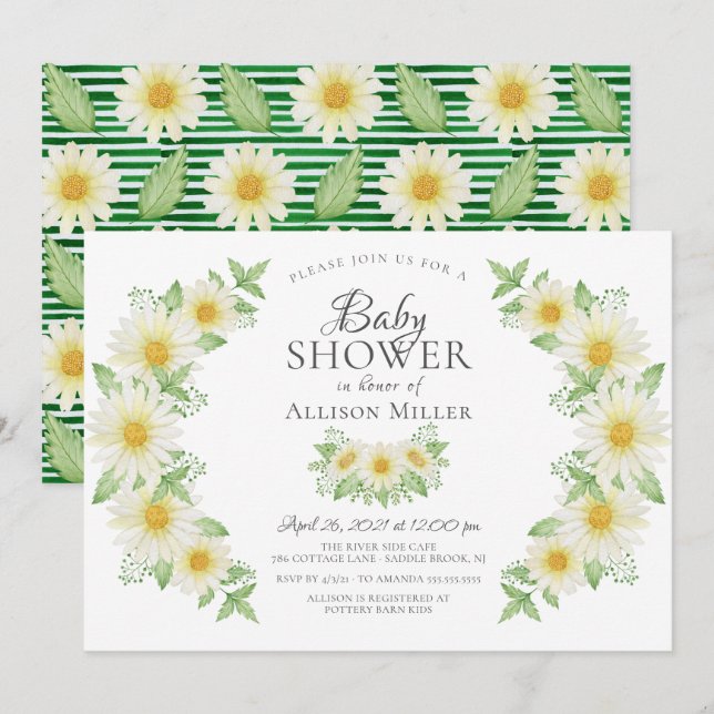 Fresh Daisy Floral Brautparty Einladung (Vorne/Hinten)