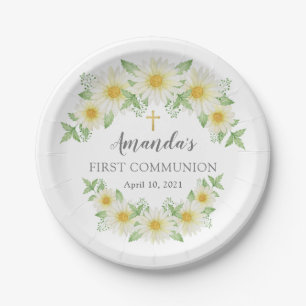Fresh Daisy Floral Communitypapier Platte Pappteller