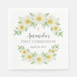 Fresh Daisy Floral Erste Kommune Neapel Serviette