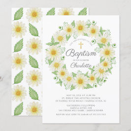 Fresh Daisy Floral Girls Taufe Einladung